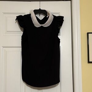Monteau Black Blouse with White Collar